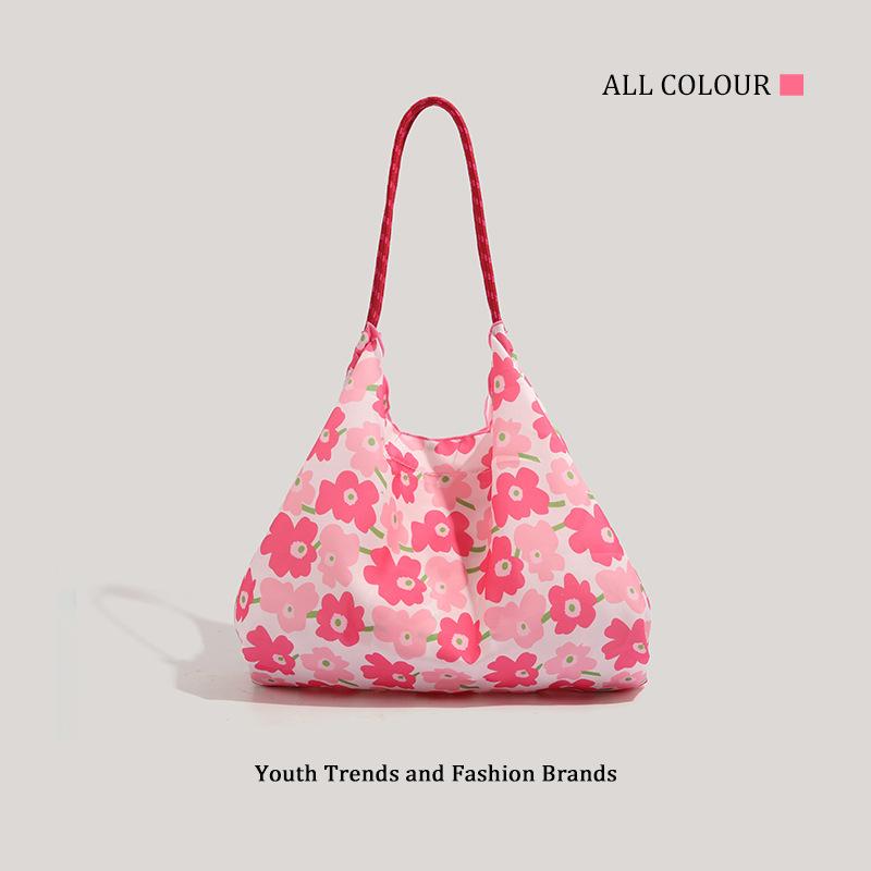 Small Fresh Broken Flower Canvas Bag Fashionable Versatile Messenger Tote Bag Large Capacity Student Book Bag