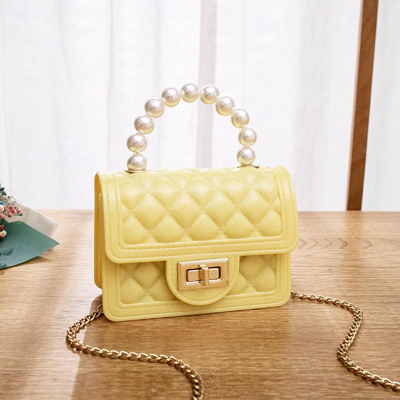 Women's Crossbody Argyle Jelly Bag with Pearl Coin Purse