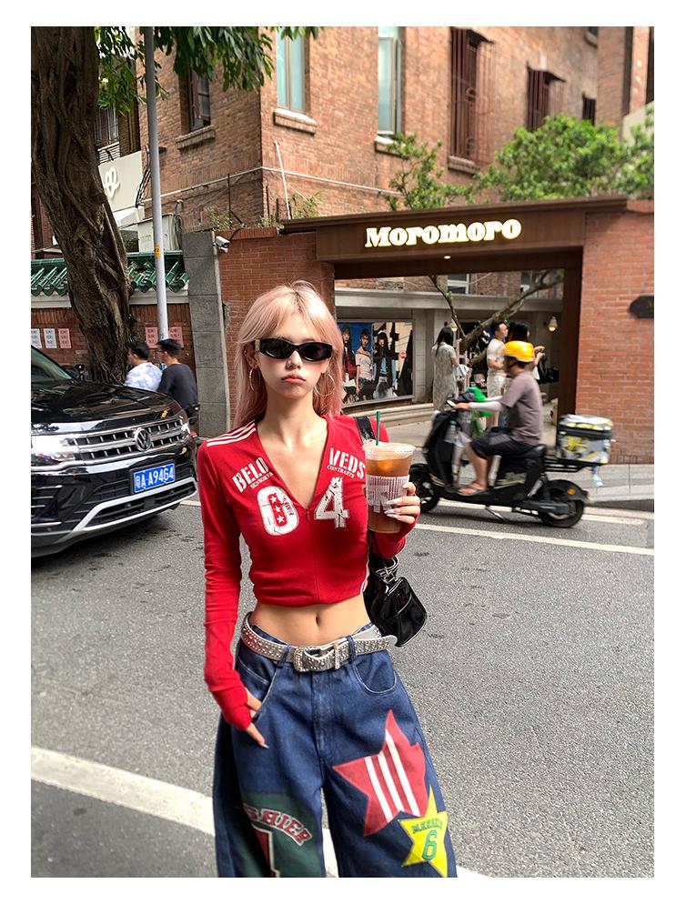 Unisex Retro Wide-Leg Star Patchwork Jeans