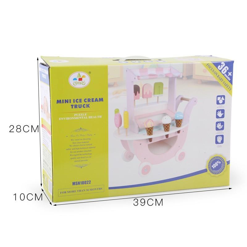 Wooden Play Home Simulation Ice Cream Trolley Children's Toys