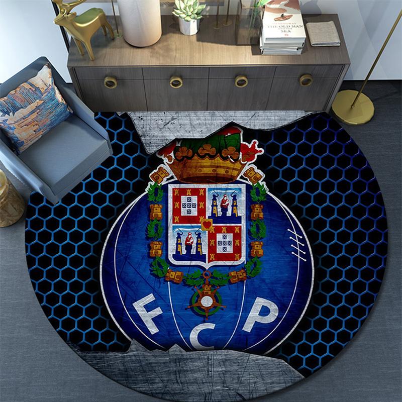 Futebol Clube do Porto Round Area Rug,Carpet Rug for Living Room Bedroom Sofa Playroom Decor,Non-slip Floor Mat