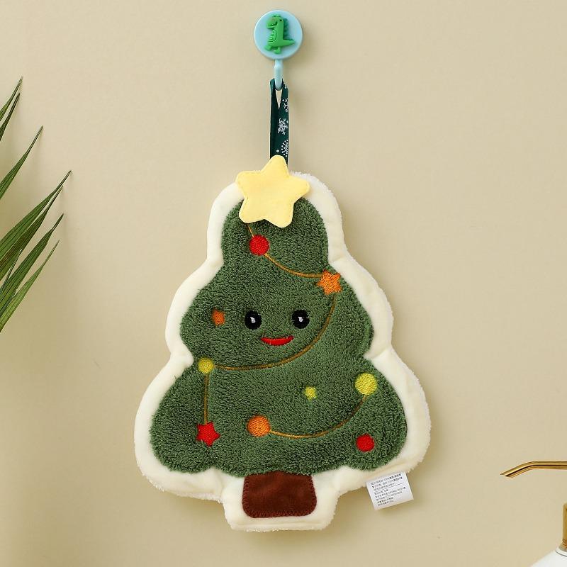 Kids Cartoon Hand Towel Coral Fleece Thick Hanging Towel for Kitchen Bathroom Soft Absorbent Washcloth Children Gift Set with Loop