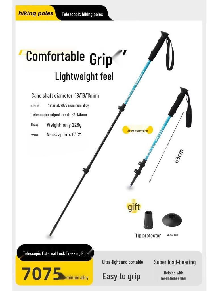 Ultralekki składany kij trekkingowy z włókna węglowego - Antypoślizgowy teleskopowy kij turystyczny i narciarski
