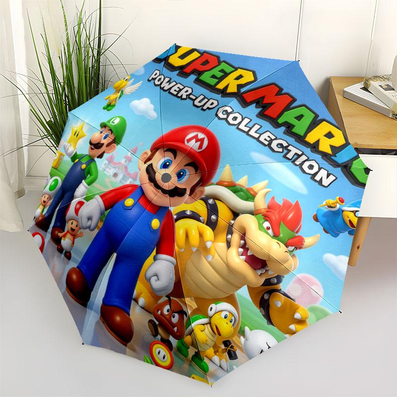 1 PC Automatic Folding Umbrella - Super Mario Pattern Portable Foldable Design With 8 Ribs Christmas Birthday Gifts