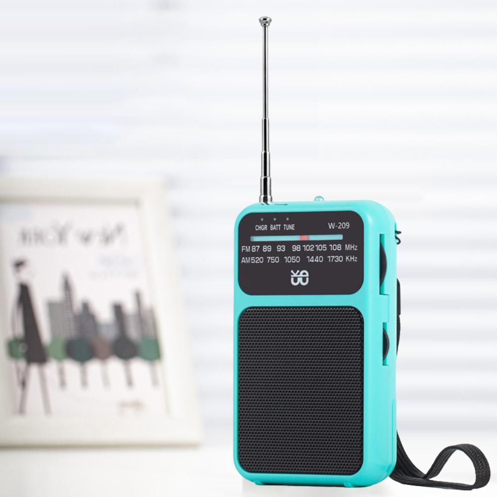 

Portable Pocket AM FM Radio Battery Operated 2 Band Stereo Radio with 3.5mm Headphone Jack Pointer Radio for Home Walking Radios небо синє кольору