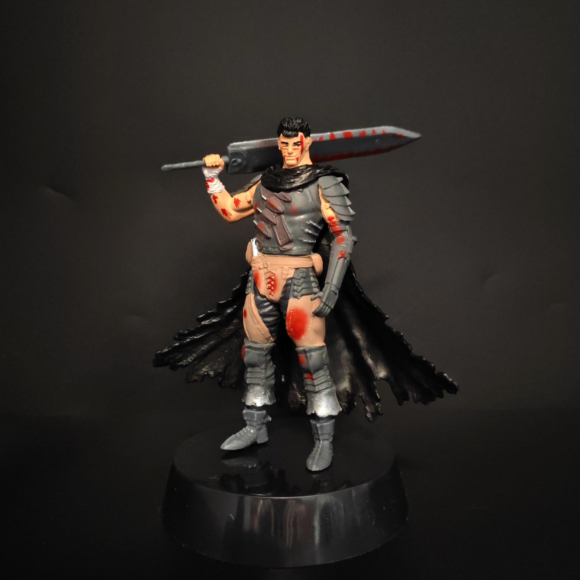Blood Damaged Warrior Figure, Battle Scarred Dark Swordsman Desktop Statue Collectible Model Decor
