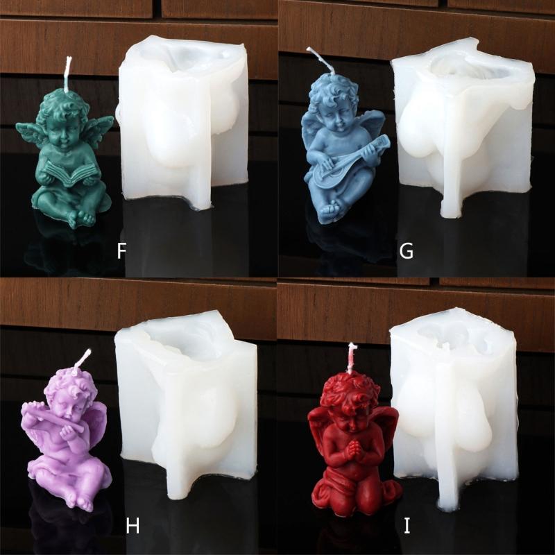 Silikonová forma na andělskou svíčku ručně vyráběná okřídlená forma na svíčku s vůní anděla DIY dortová forma na čokoládové mýdlo Pryskyřice na výrobu svíček