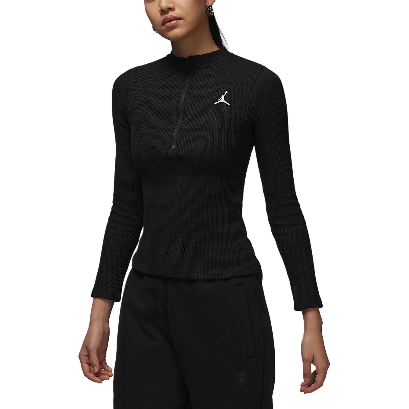 

Jordan FW24 Comfortable Soft Slim Fit Long Sleeve Knit Top Women tops Black White HF9469010 S