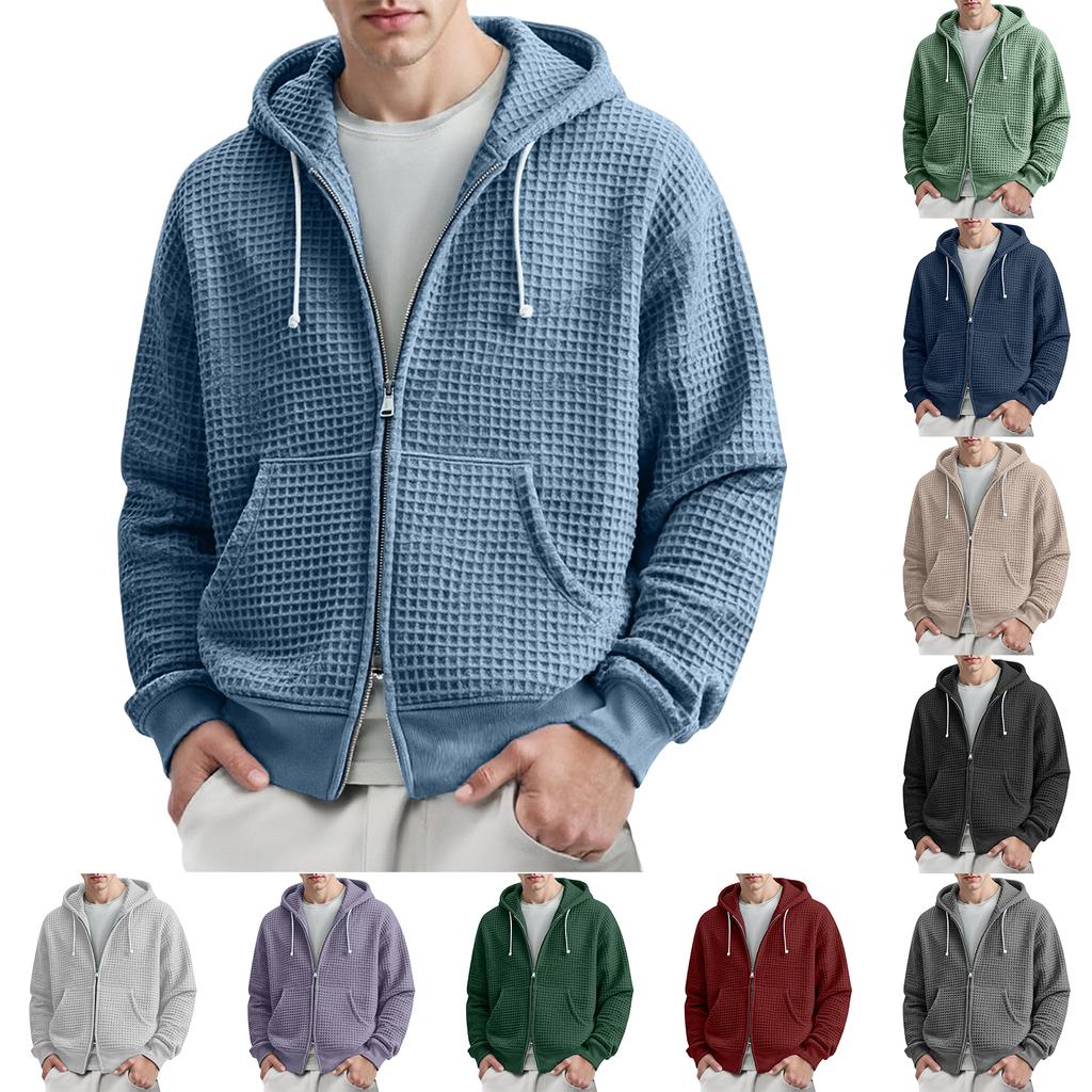 Men's Leisure Waverg Double Zipper Hooded Hood Hoodie Coat