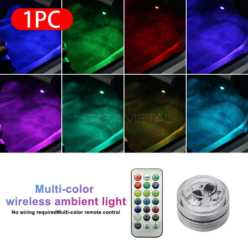 BLALION Wireless Adhesive LED Car Interior Ambient Light Remote Control Decor Auto Roof Foot Atmosphere Lamp Bicycle Tail Light 1Light 1Remote