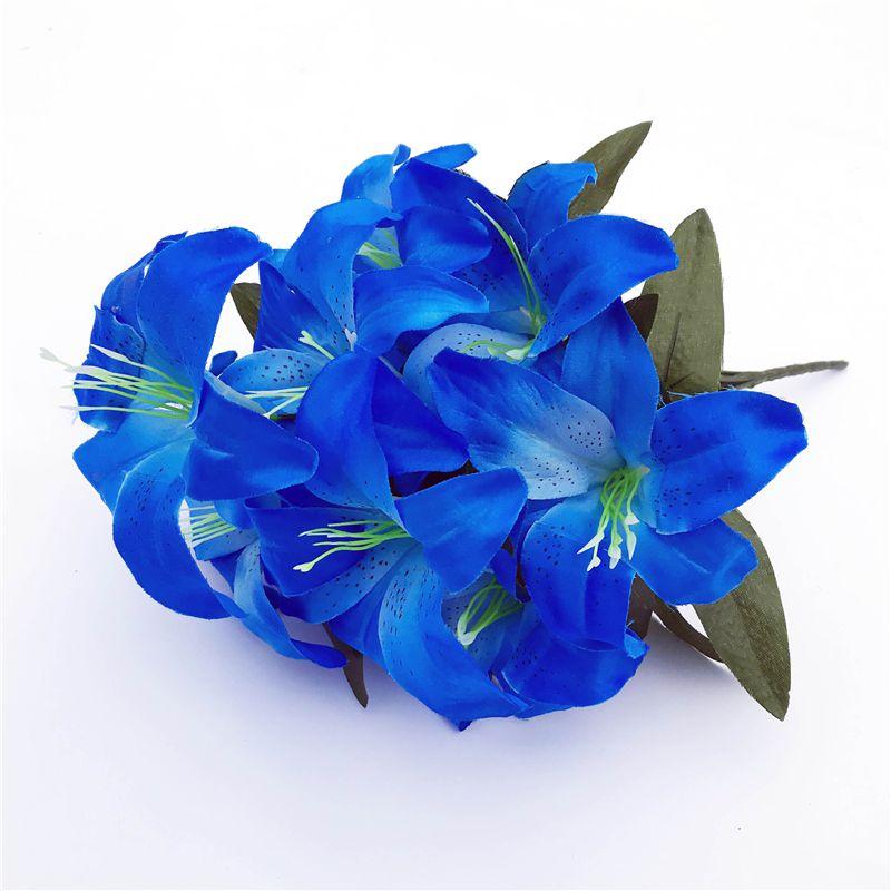 Elegant 45cm 10 Heads Artificial Stargazer Lilies Chic Silk Flower Bouquet For Weddings