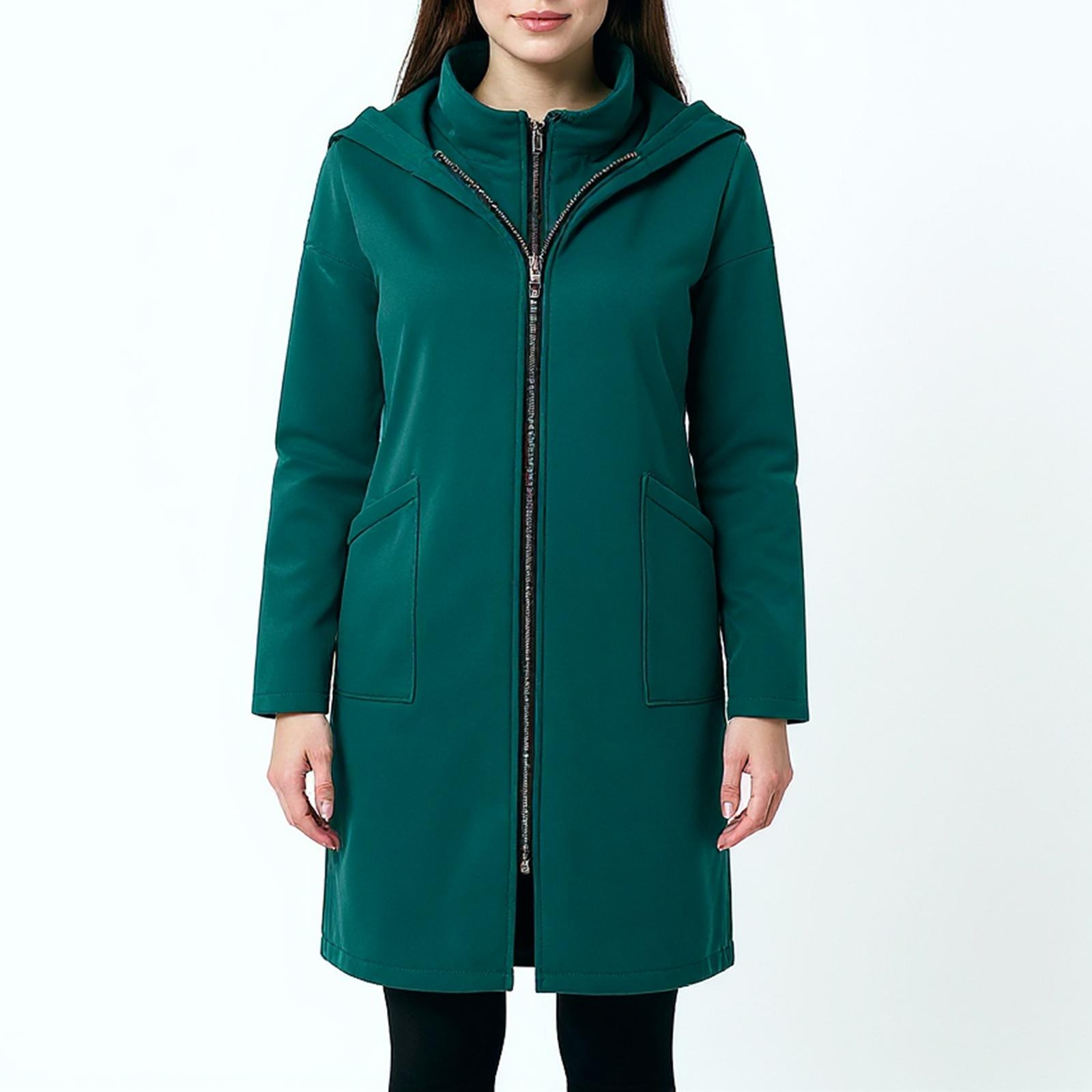 

Женская модная повседневная однотонная толстовка с капюшоном и карманом, длинная, средней длины, свободное пальто из двух частей XL зелёный