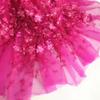 50x125cm Bleu Clair Rose Broderie Dentelle 3D Fleur Tissu Tissu pour Robe Vêtement Fond pour Mariage Senior Tournage en Direct