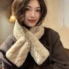 Fashion Imitation Rex Rabbit Fur Cross Scarf Windproof Keep Warm Neck Collar Thick Coldproof knitted Neckerchief Women Warm