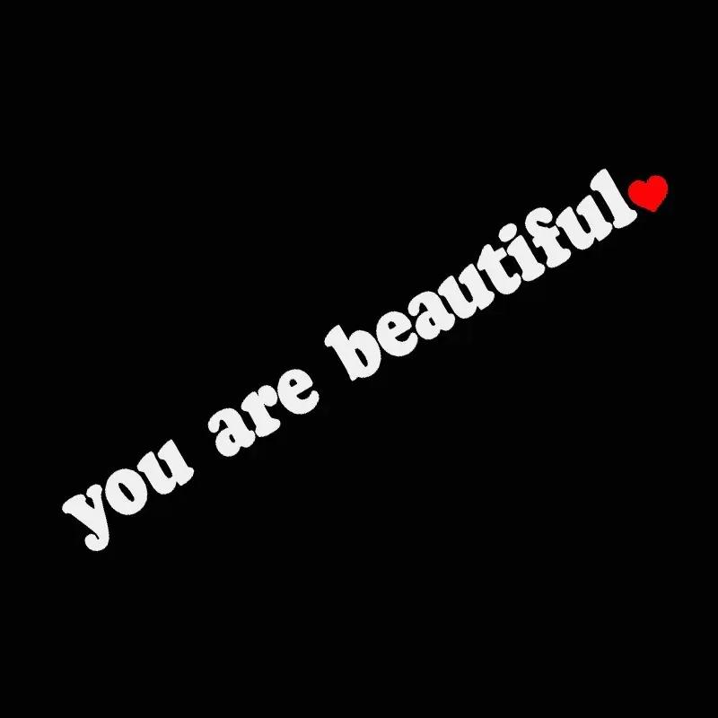 

You Are Beautiful Car Vanity Mirror Sticker Auto Make-up Mirror Glass Window Laptop Wall Vinyl Film Decal Car Tuning Accessories 10x1cm