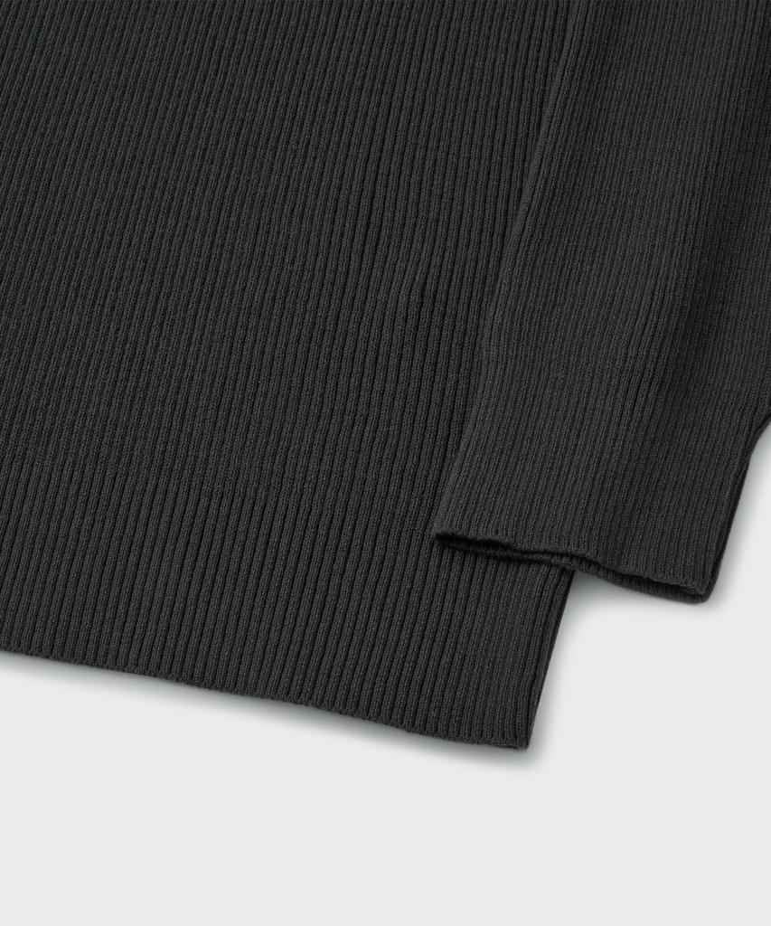 Beulaendideu Hard Twist Ribbed Henley Neck Knit [Graphite]