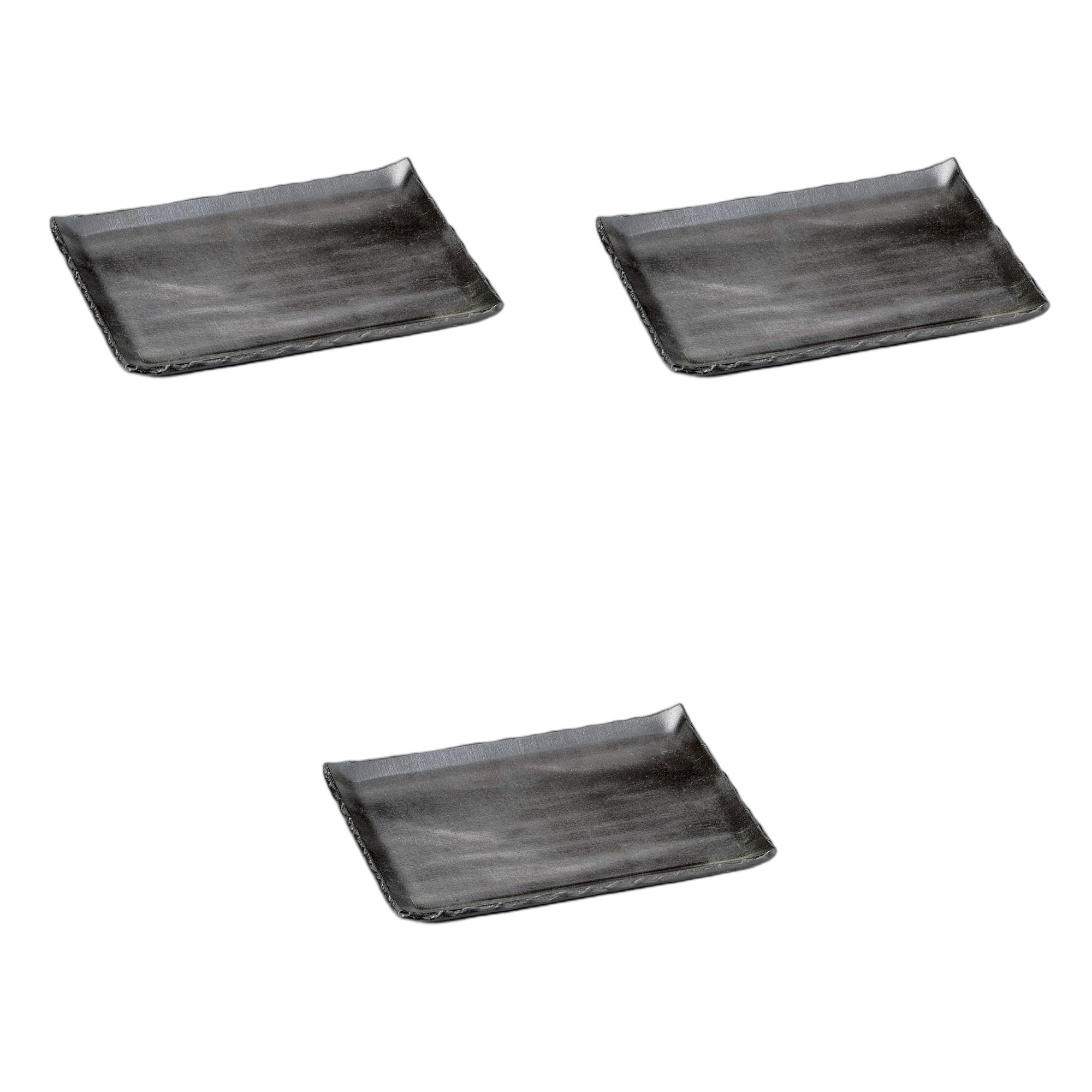 

Сэтомонохонпо (Сэтомонохонпо) Набор из 3 черных керамических прямоугольных тарелок-половинок [28 x 21,5 x 2,3 см] | Керамические длинные тарелки