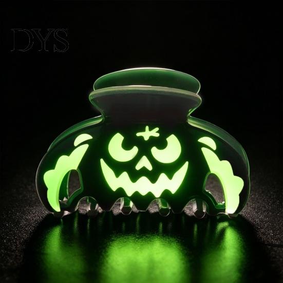 Luminous Ghost Shark Clips Halloween Hair Claw Clips, Pumpkin Pattern Acrylic Anti-slip Statement for Women Glow in The Dark Grippers Girls
