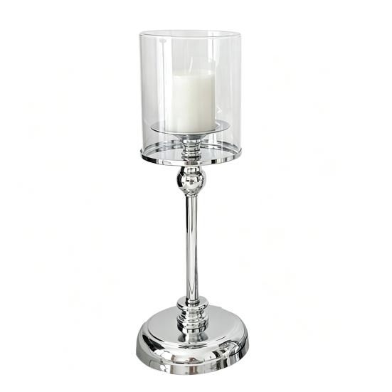 Jijijing Glass Candle Holder, European Style Pillar Metal Tall Candlestick for Candles And Tealights, Romantic Table Centerpiece Wedding Party
