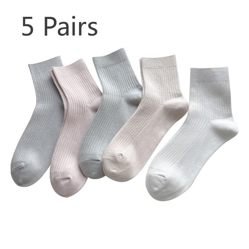 

5 пар женских осенне-зимних толстых повседневных влагоотводящих, устойчивых к запаху хлопковых носков средней длины 5 Pairs