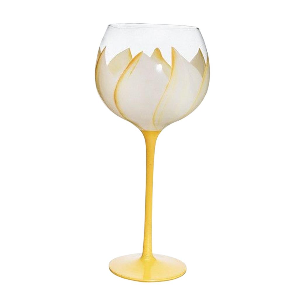 Floral Goblet Stemware Ornament Decoration Gifts Photo Props Hand Painted 440ml Drinks Glass for