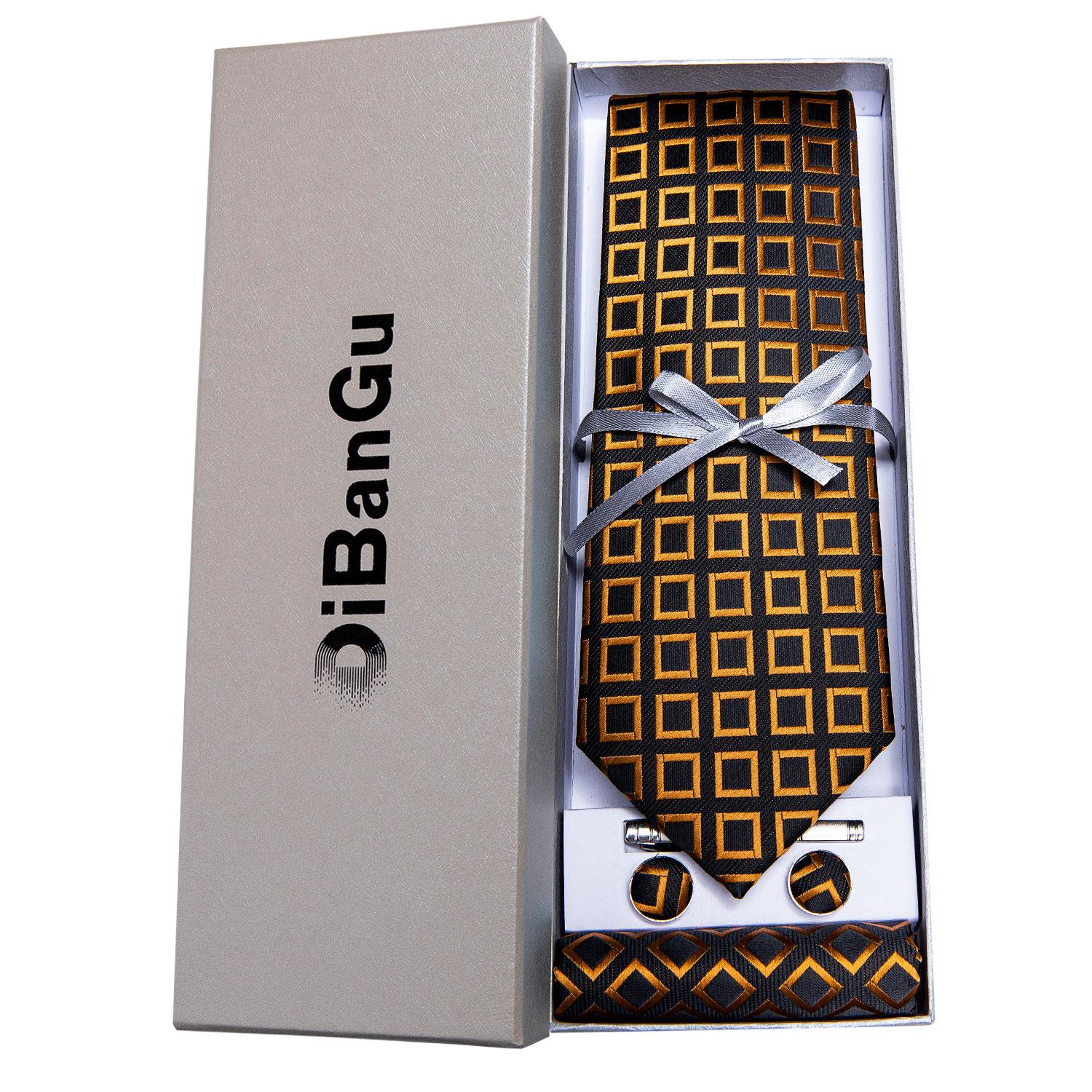 

Подарочный набор мужских галстуков, шелковый галстук с узором пейсли и серебряными зажимами для галстука, запонки-носочки с подарочной коробкой 7303-LJ01-DB01