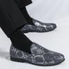 Large size business foot leather shoes men's simple python loafers barber shop small leather shoes men's lazy shoes