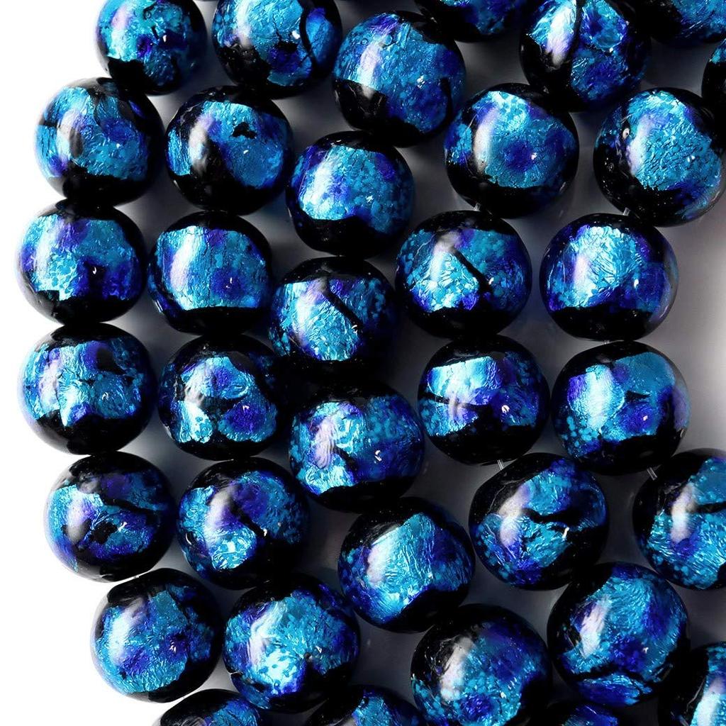 [GOLD STONE] Glow-in-the-dark Firefly Glass Beads, Blue, 14mm, 30 Beads, Sold Individually, 40cm Long, Okinawa, Type A, Glow-in-the-Dark