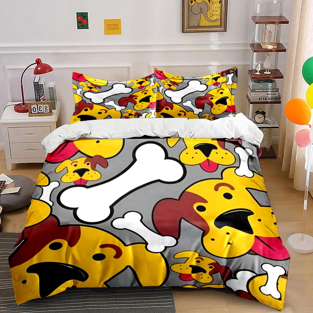 Dog Themed Three-Piece Set Design Kid'S And Adults' Bedroom Decor, Exquisite Three-Piece Bedding Set Gift