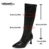 Fashion Size 35 42 Black Brown PU Leather Women's Knee-High Boots Pointed Toe High Heel Modern Boots Side Zipper Botas Largas for Woman