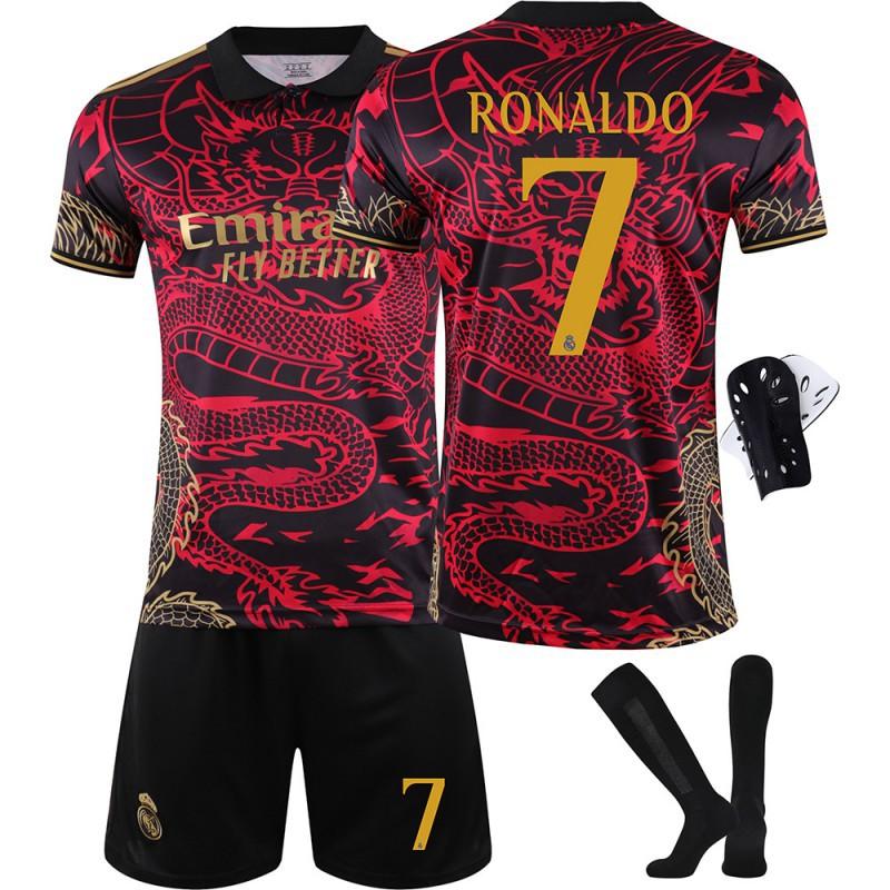 2425 Football Clothing Red Dragon Pattern Commemorative Edition No. 5 Bellingham 7C Ronaldo 9 Mbabpe Jersey Set