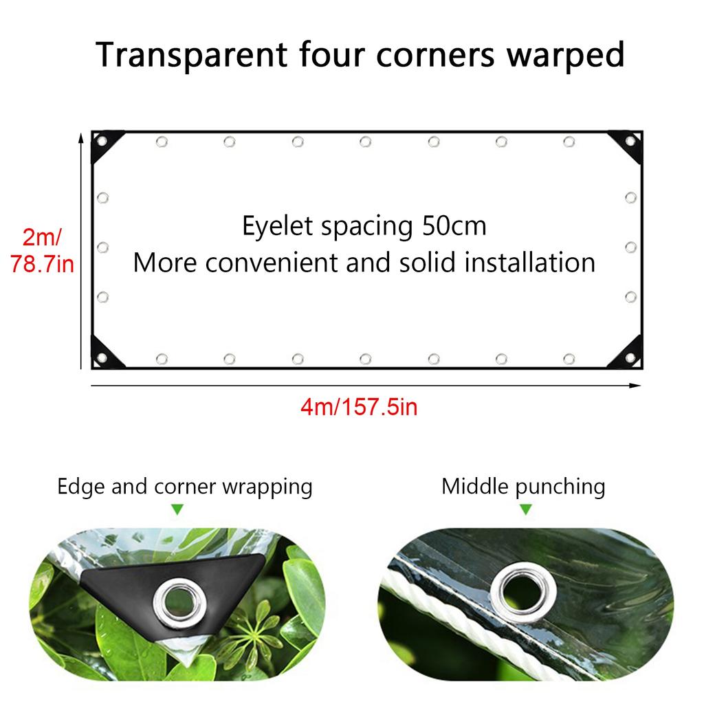 Transparent Rain Tarpaulin Thickened Windproof Rainproof Tarp Multipurpose Rainproof Tarp Cover for