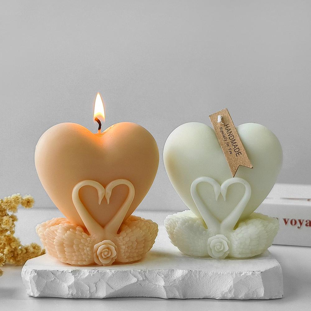 Stampo Candela Cigno Cuore Fai da Te Artigianale Stampo in Silicone Sapone a Forma di Cuore Artigianato in Gesso Stampo in Resina Creazione Regalo San Valentino