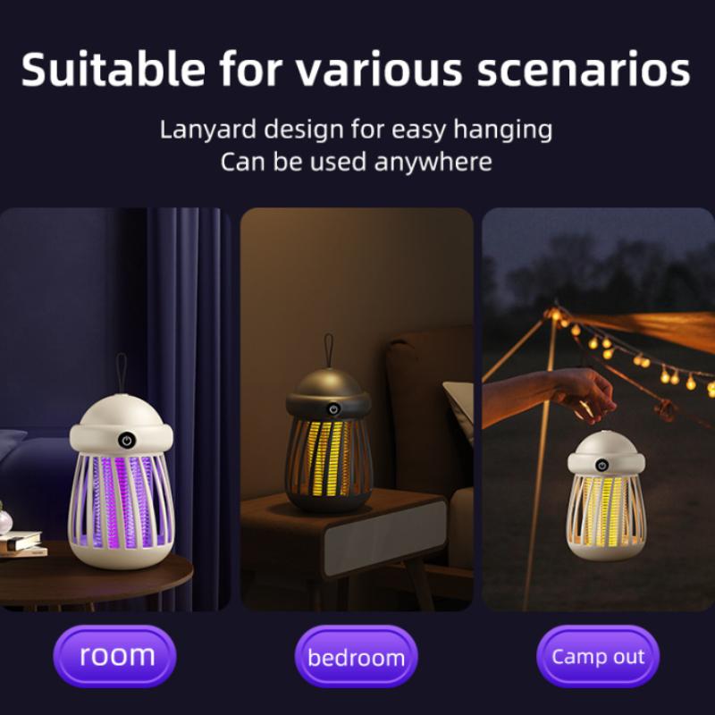 Electric Mosquito Killer Lamp with USB Power Insect Zapper & Night Light for Bedroom Outdoor Fly Trap with Shock-Proof Design