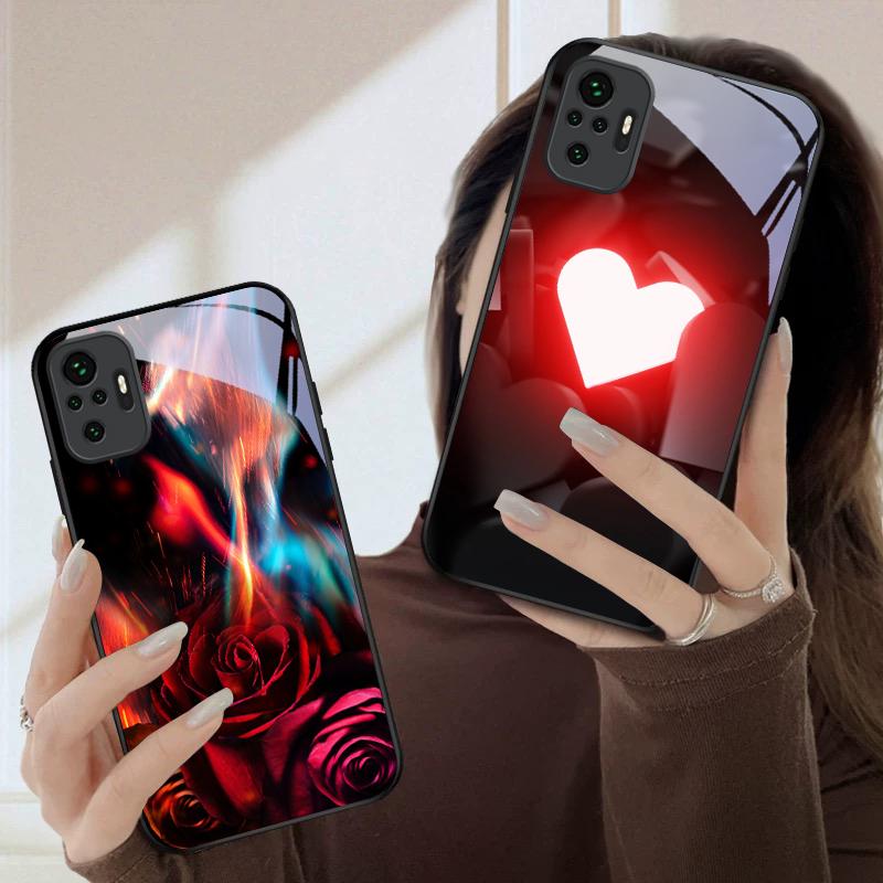 Brillante Flammenrose Für Redmi Note 8 9 9S 12S 10 Pro 11 12 13 Pro+ 14 Pro K60 Ultra 13C 14C A3 12 13 Schwarze Glas-Handyhülle