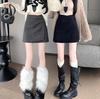 Girls' Sequin Tweed High-Waist A-line Skirt - Irregular Hip-Hugging Design for Autumn/Winter
