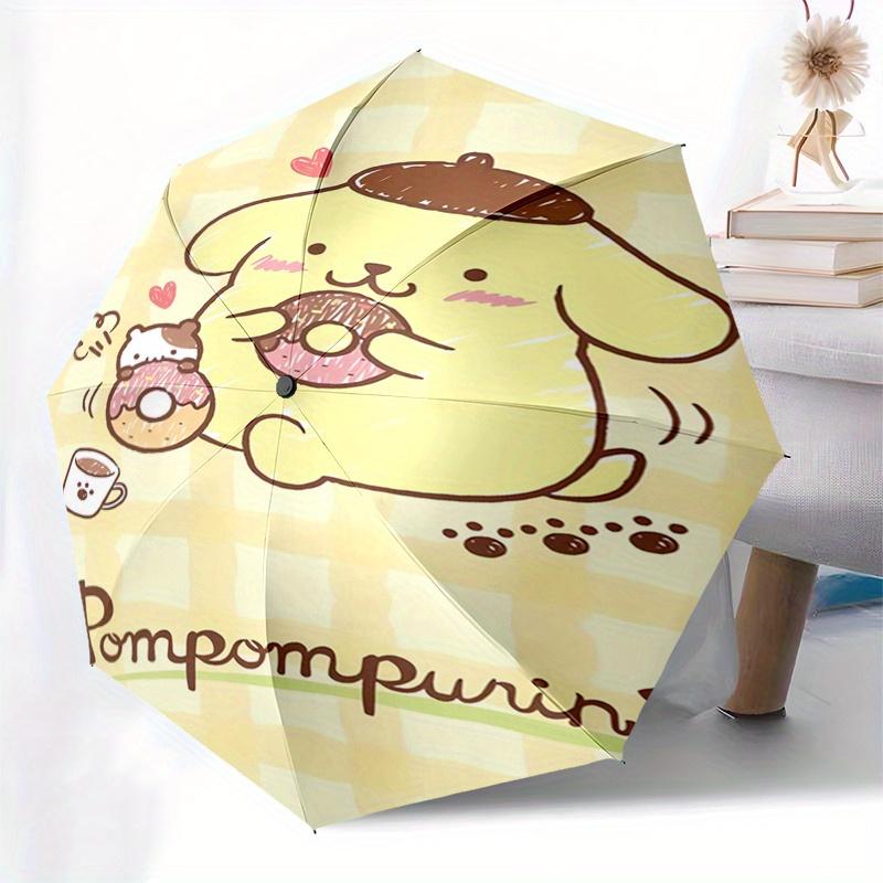 Pompompurin,Donut Automatic Folding Umbrella Simple 8 Rib Design, Bright Cartoon Pattern, Durable Iron Frame, Suitable For Travel, Outdoor,