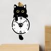 Cat Pendulum Wall Clock Hanging Ornament Sturdy Non Ticking Quiet Movement Arabic Numerals for