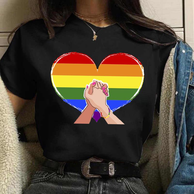 Vintage Clothes Girl Simple Cartoon Heart Printed Women Clothing Tops Short-Sleeved Top T-Shirt Female Tees Basic Cloth