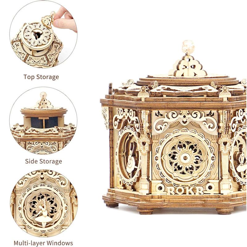 ROBOTIME ROKR 3D Puzzles Secret Garden DIY Mechanical Music Box AMK52