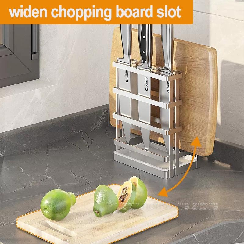 knives holder304 stainless steel knives holder with Drip Top panfor kitchen over the sinkKnife Block Cutting Board Organizer for Home