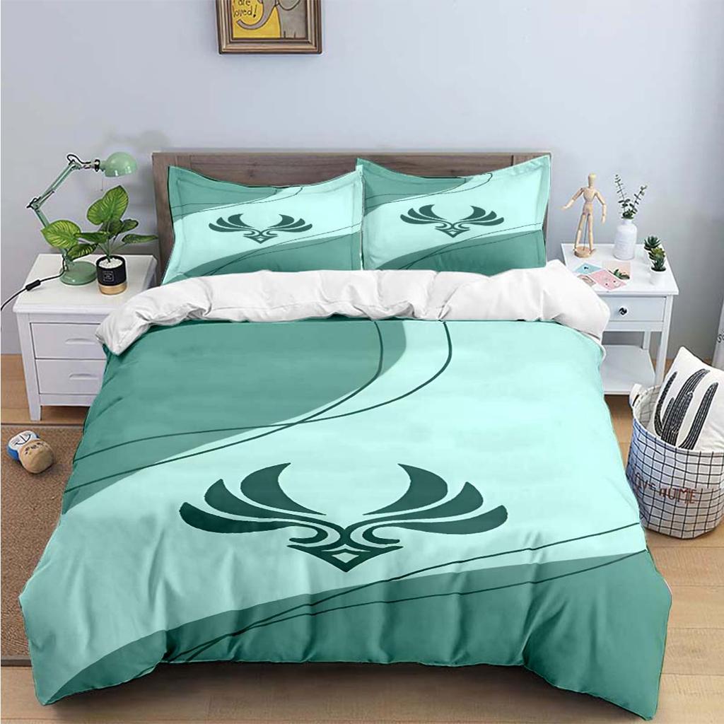 Bettdecke Mode Beliebtes Spiel G-Genshin Elements Druck Bettwäsche Zubehör Set Bett Bettdecke Set Bettwäsche Set Luxus Geschenk
