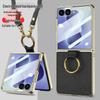 Samsung Z Flip 8 Electroplated Retro Leather Case with Lanyard and Ring Holder