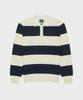 Yaichi Striped Merino Wool Waffle Rugby - Golden Blue