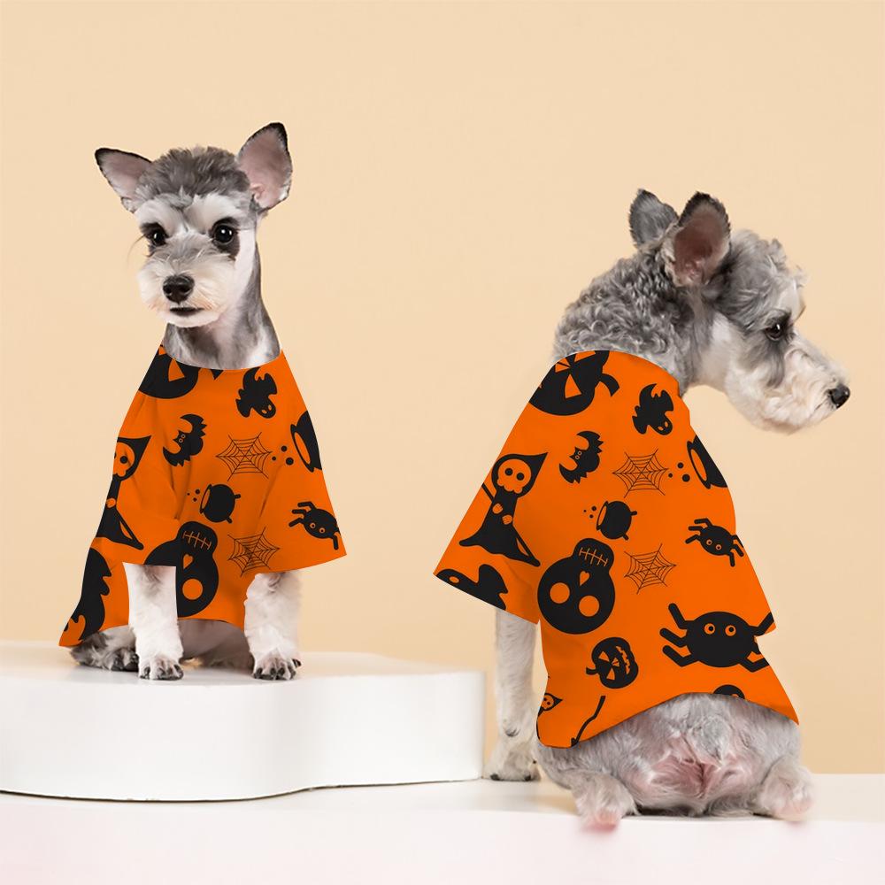 Cross-border Halloween Print Pet T-shirt for Small/Medium Dogs & Cats - Spring/Autumn Two-legged Casual Wear