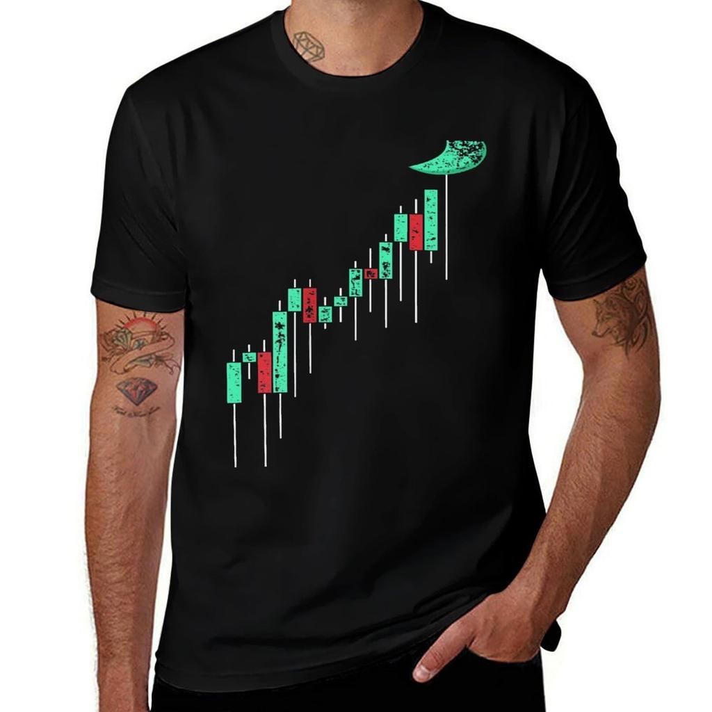 Crypto Trading Hodl Vintage Stock Chart To The Moon Tshirt Casual Streetwear Short Sleeve Tee