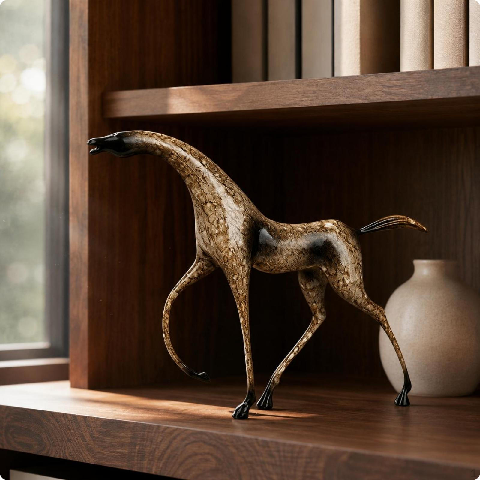 Abstract Horse Sculpture Modern Zinc Alloy Statue Smooth Shiny Finish Animal Decoration for Style a