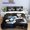 Black Butler Pattern Bedding,Quilt Set Quilt Cover Pillowcase Home Birthday Gift (1 * duvet cover + 2 * pillowcase, without core)