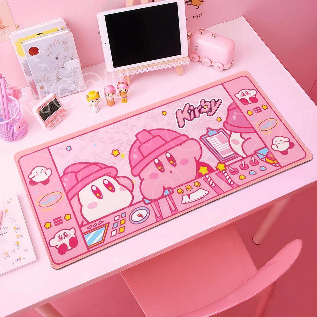 Tappetini per Mouse Laptop Esteso Pad Protettivo Tavolo da Gioco per Computer Tappetino da Scrivania Cartone Animato K-Kirby Accessori PC Tastiera Grande Antiscivolo Tappetino da Scrivania