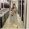 VAYLA Chic Lapel Plush Coat With Belt Women Vintage Solid Faux Fur Sleeve Tweed Open Coats Female Autumn Casual Street Outwear